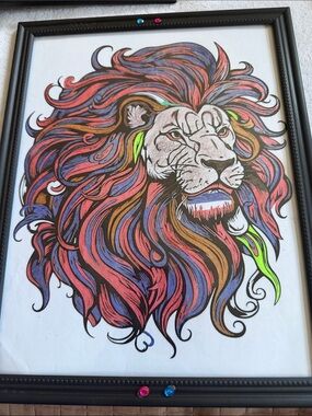 Colorful Lion Wall Art Print — Vibrant Multicolor Mane